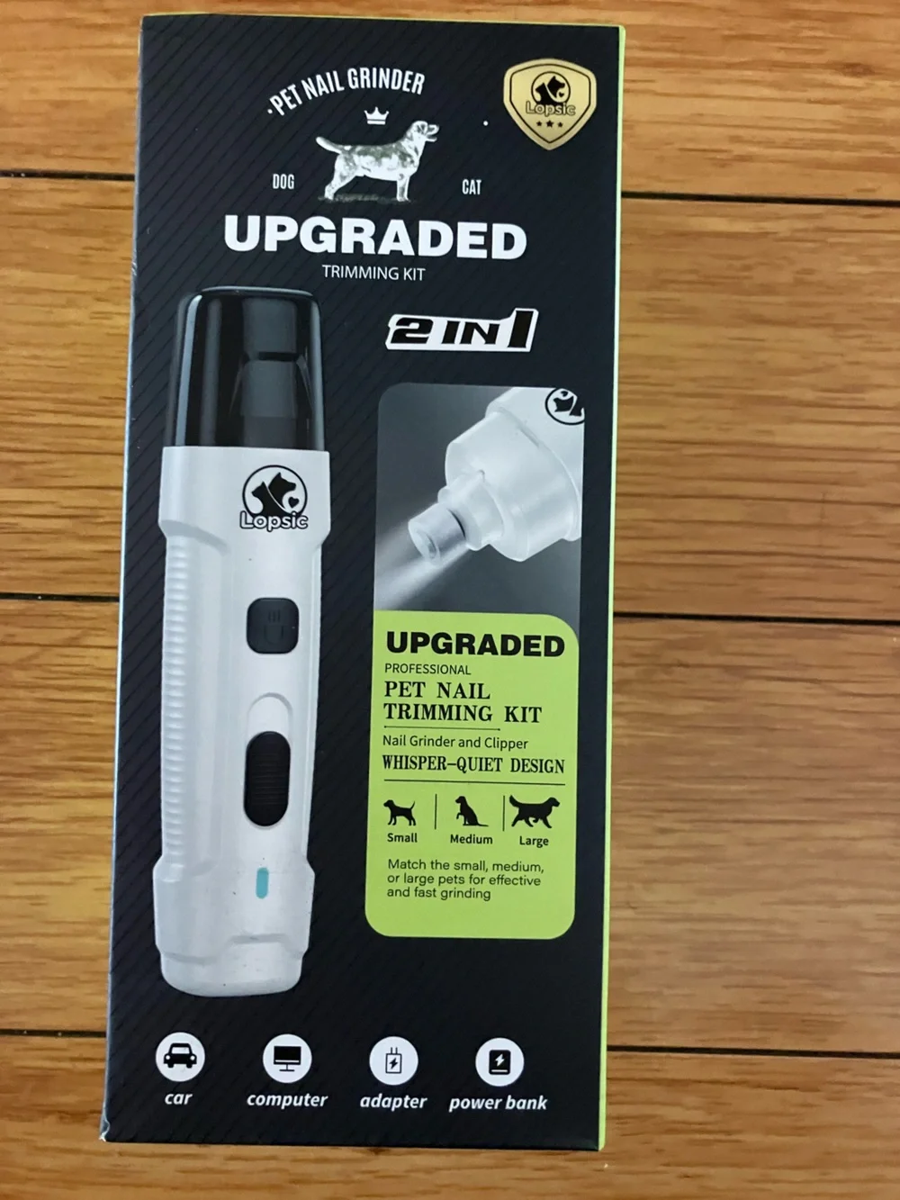 LOPSIC Dog Nail Grinder with 2 LED Lights, 2-Speed Trimmers and Clipper Kit